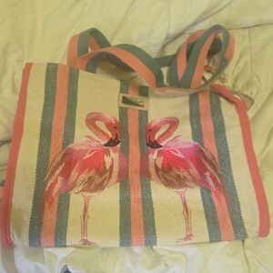 Flamingo Striped Tote Bag